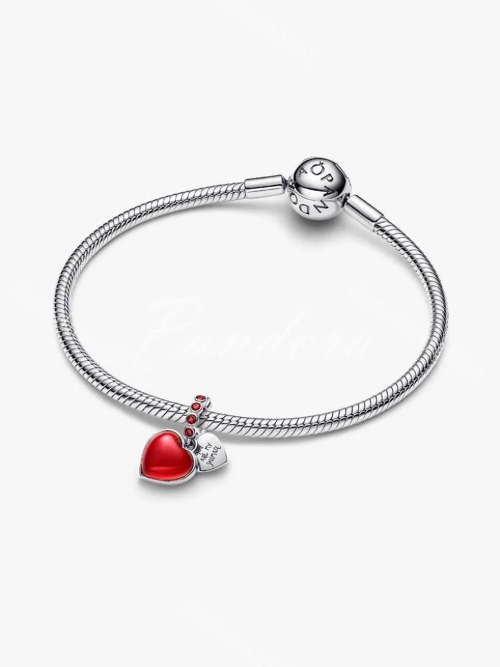 Pandora Red Murano Glass Heart Double Dangle Charm